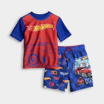 Baby & Toddler Hot Wheels 2 pc Swim Trunks & Rashguard Set