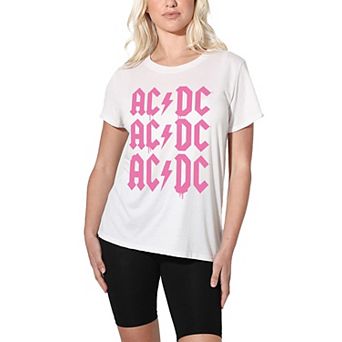 Juniors' ACDC 3 Up Splatter Pink Drips Loose Graphic Tee