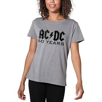 Juniors' ACDC 50 Years Black Logo Loose Graphic Tee