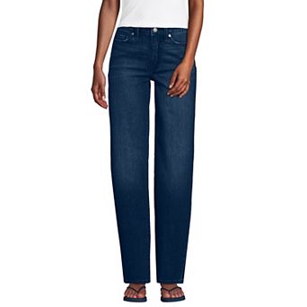 Women's Lands' End Soft Denim Mid Rise Relaxed Straight Leg Jeans in Regular & Tall