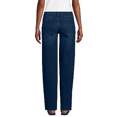 Women's Lands' End Soft Denim Mid Rise Relaxed Straight Leg Jeans in Regular & Tall