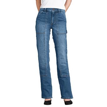 Women's Lands' End Soft Denim High Rise Straight Leg Utility Jeans