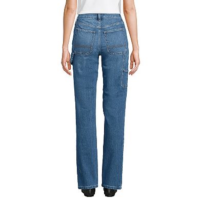 Women's Lands' End Soft Denim High Rise Straight Leg Utility Jeans