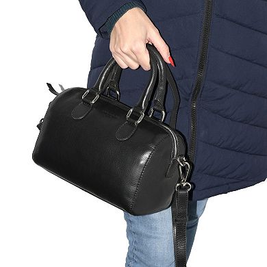 Ladies Leather Barrel Bag with Adjustable Strap