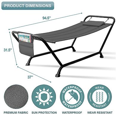 Sorbus Cozy Hammock Bed- Patio Hammock with Stand w/Pillow and Storage Pockets