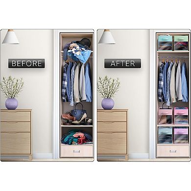 Sorbus 6 Pack 13" Foldable Fabric Bins with Clear Window - for Organizing Shelves, Closets & more