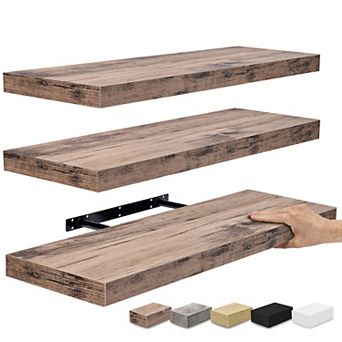 Set of 3 (24"x9") Sorbus Rectangle Floating Shelves with Invisible Brackets