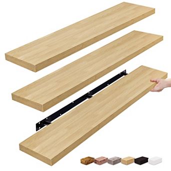 Set of 3 (24"x9") Sorbus Rectangle Floating Shelves with Invisible Brackets