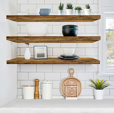 Sorbus 3 Pack 47 x 9.25 Inch Wall Mounted Floating Shelves - Stylish and Functional Storage