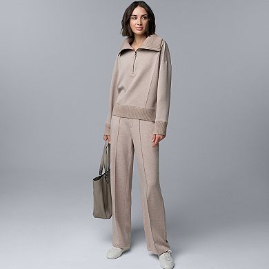 Petite Simply Vera Vera Wang Mixed Media Scuba Half-Zip Sweater