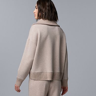 Petite Simply Vera Vera Wang Mixed Media Scuba Half-Zip Sweater