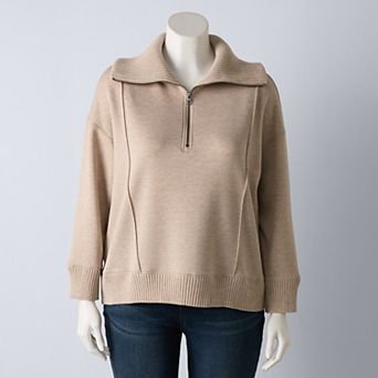 Plus Size Simply Vera Vera Wang Mixed Media Scuba Sweater