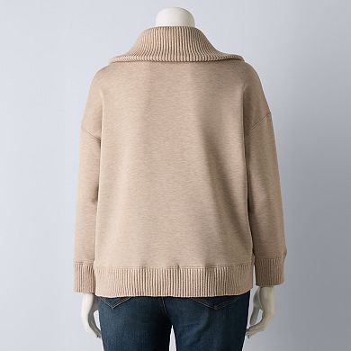 Plus Size Simply Vera Vera Wang Mixed Media Scuba Sweater