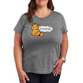 Plus Size Garfield I'm Not Always Right But I'm Never Wrong Graphic Tee