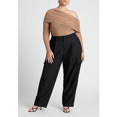 ELOQUII Women's Plus Size Foldover Drape Top