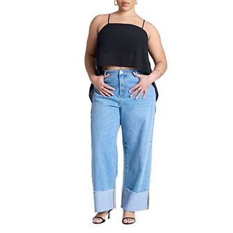ELOQUII Women's Plus Size Cascading Crop Top