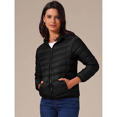 Women's Short Down Coat Packable Hooded Puffer Jacket Winter Ultra Light Outerwear