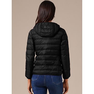 Women's Short Down Coat Packable Hooded Puffer Jacket Winter Ultra Light Outerwear