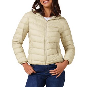 Women's Short Down Coat Packable Hooded Puffer Jacket Winter Ultra Light Outerwear