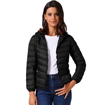 Women's Short Down Coat Packable Hooded Puffer Jacket Winter Ultra Light Outerwear