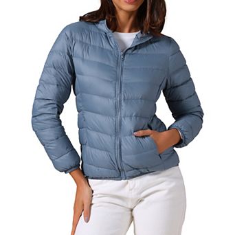 Women's Short Down Coat Packable Hooded Puffer Jacket Winter Ultra Light Outerwear