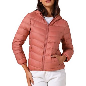 Women's Short Down Coat Packable Hooded Puffer Jacket Winter Ultra Light Outerwear
