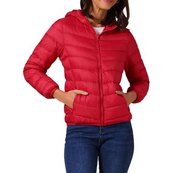 Women's Short Down Coat Packable Hooded Puffer Jacket Winter Ultra Light Outerwear