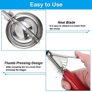 1.3 Ounce Ice Cream Scoop with Trigger, Stainless Steel Portion Cookie Scoop with Thumb Trigger