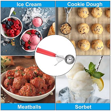 1.3 Ounce Ice Cream Scoop with Trigger, Stainless Steel Portion Cookie Scoop with Thumb Trigger
