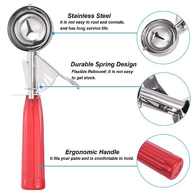 1.3 Ounce Ice Cream Scoop with Trigger, Stainless Steel Portion Cookie Scoop with Thumb Trigger