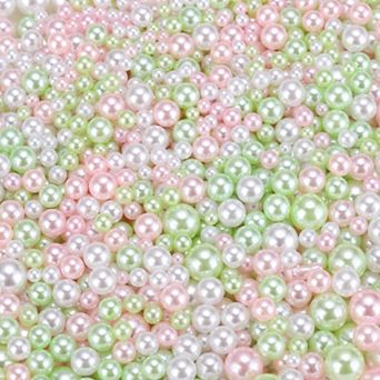 800 pc Faux Pearl for Crafting, 3-8mm No Hole ABS Round Pearls for Vase Fillers