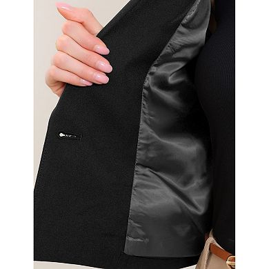Cropped Blazer for Women's Lapel Collar Work Office Long Sleeve Suit Jacket Business Blazers