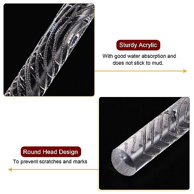 Acrylic Embossed Rolling Pin 6.3 Inch, Acrylic Non-Stick Roller Fondant Embossing Clay Rolling Pin