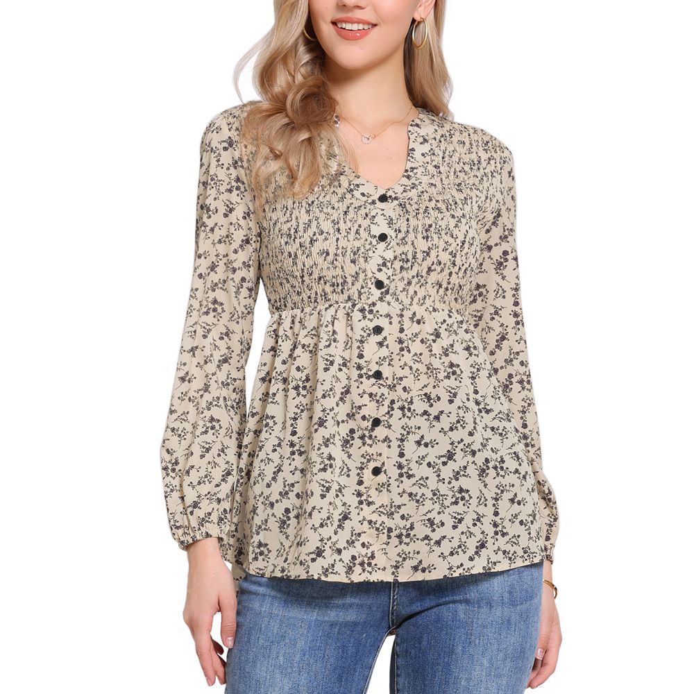 Women's Stylish Floral Print Blouse – Comfortable Fit & Versatile Style