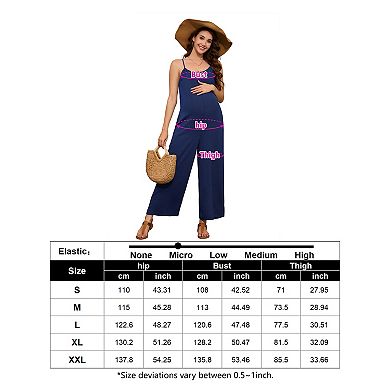 Maternity Sleeveless Jumpsuit Summer Wide Leg Romper with Spaghetti Straps, Pockets, and Long Pants
