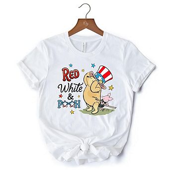 Red White & Proud T-Shirt, Patriotic 4th of July Celebration Pooh Bear Tee