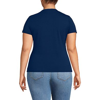 Plus Size Lands' End Short Sleeve Cooling Crew Neck T-Shirt