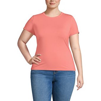 Plus Size Lands' End Short Sleeve Cooling Crew Neck T-Shirt