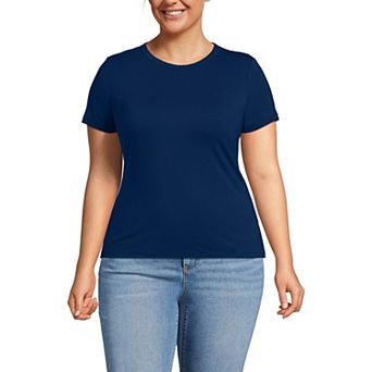 Plus Size Lands' End Short Sleeve Cooling Crew Neck T-Shirt