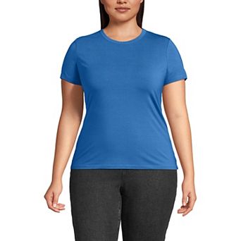 Plus Size Lands' End Short Sleeve Cooling Crew Neck T-Shirt