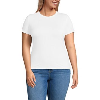Plus Size Lands' End Short Sleeve Cooling Crew Neck T-Shirt
