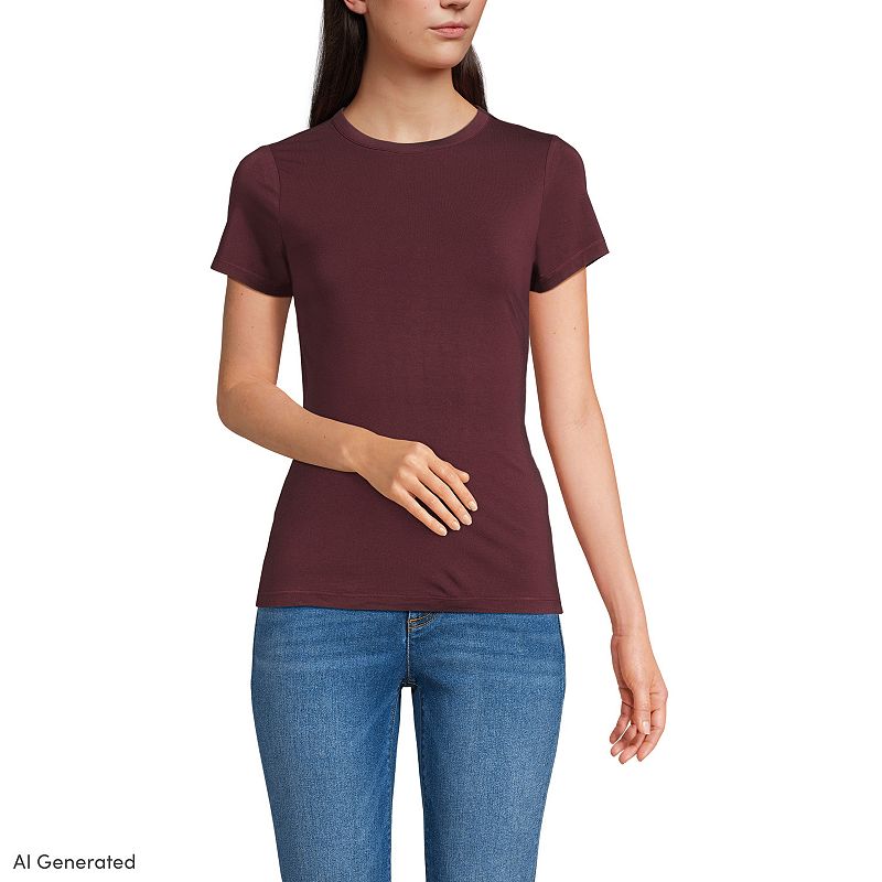 Women's Lands' End Short Sleeve Cooling Crew Neck T-Shirt,