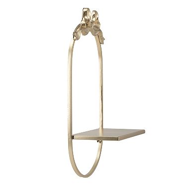 Belle Maison 8" x 17" Gold Bow Wall Shelf