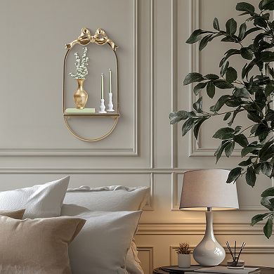 Belle Maison 8" x 17" Gold Bow Wall Shelf