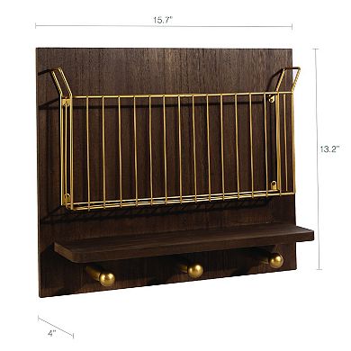 Belle Maison 16" x 12" Wall Bin with Hooks