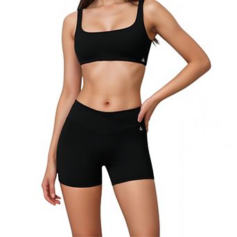 Women's High Waist V-Cut Active Shorts with Seamless Stretch Compression Fit