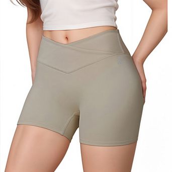 Women's High Waist V-Cut Active Shorts with Seamless Stretch Compression Fit