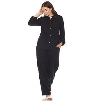 Women's Long Sleeve Button Down Cotton Gauze Set