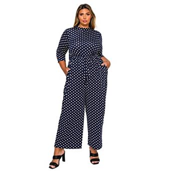 Plus Size Lunette Dot Wide Leg Jumpsuit