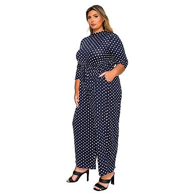 Plus Size Lunette Dot Wide Leg Jumpsuit